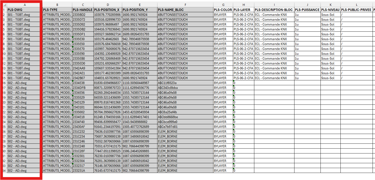 Export des attributs DWG vers un seul fichier Excel consolidé
