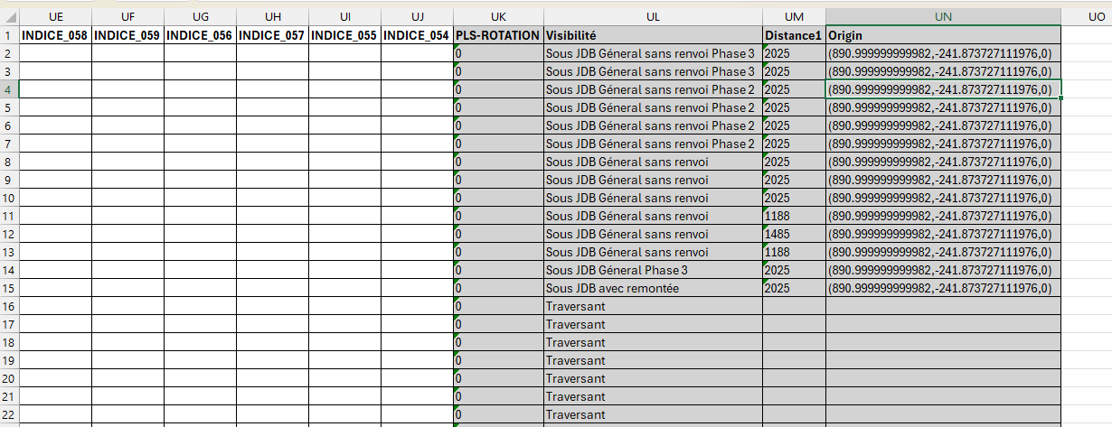 Récupération des paramètres dynamiques (visibilité, étirements...)