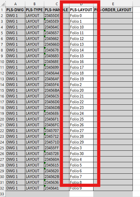 Export de la liste des présentations DWG vers un fichier Excel