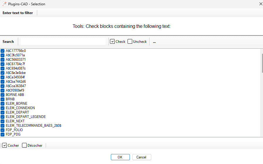 Détection des blocs dans l'espace objet du DWG
