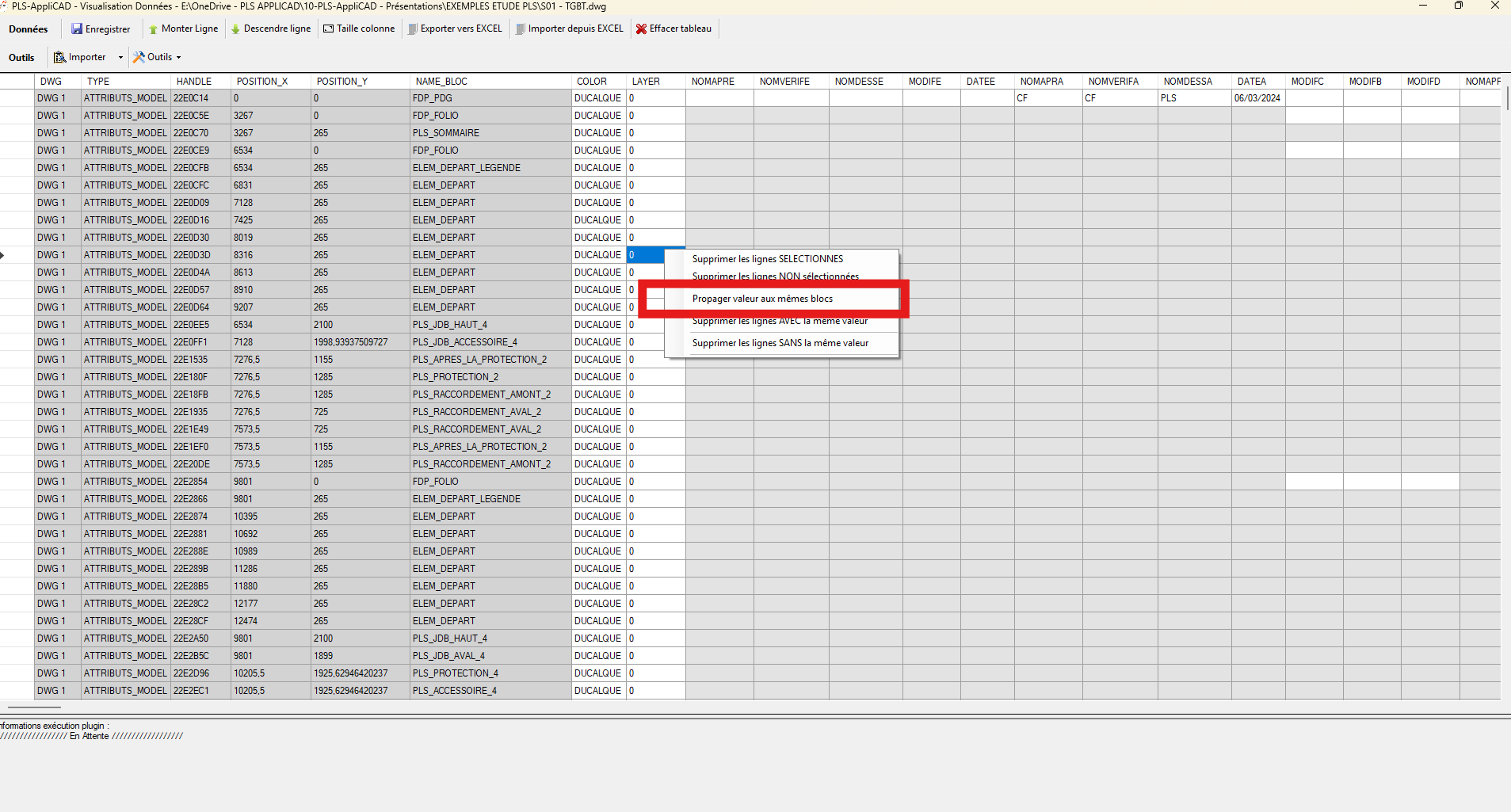 Propagation d'une même valeur vers toutes les lignes d'un même bloc