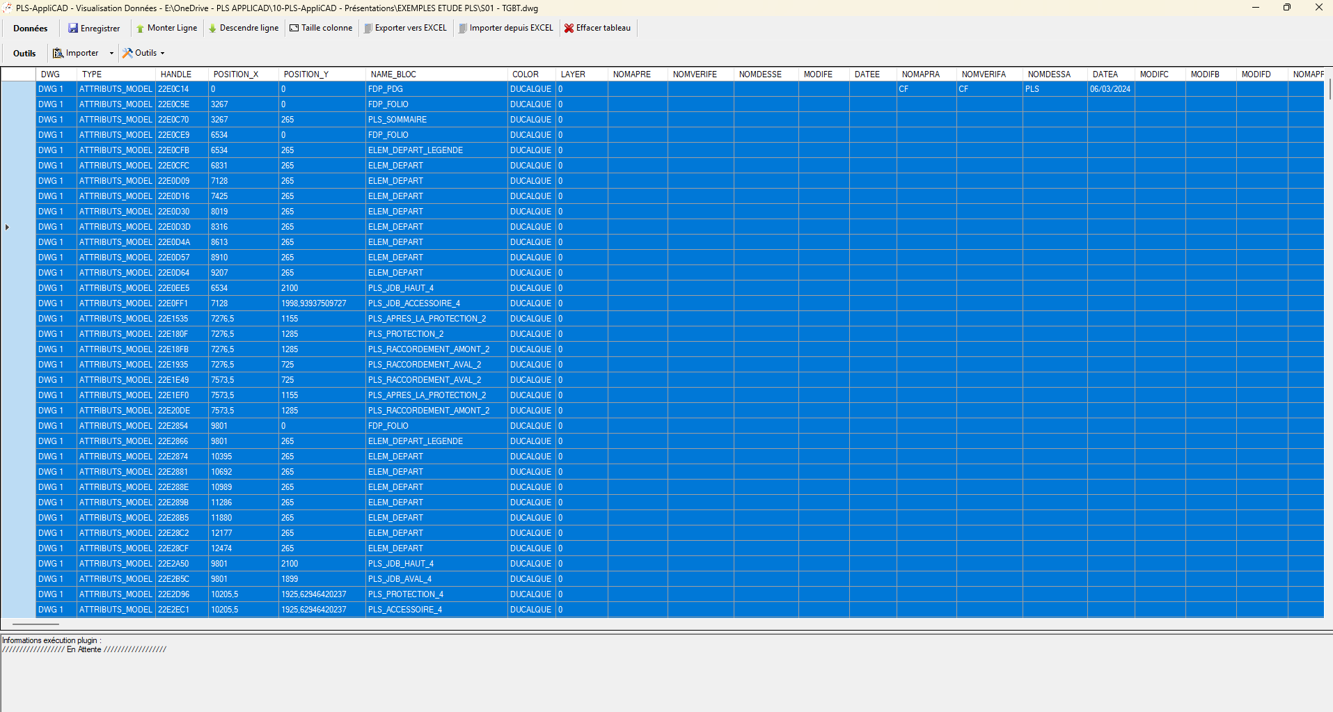 Raccourcis clavier disponibles dans le tableau (copier, coller, supprimer, etc.)