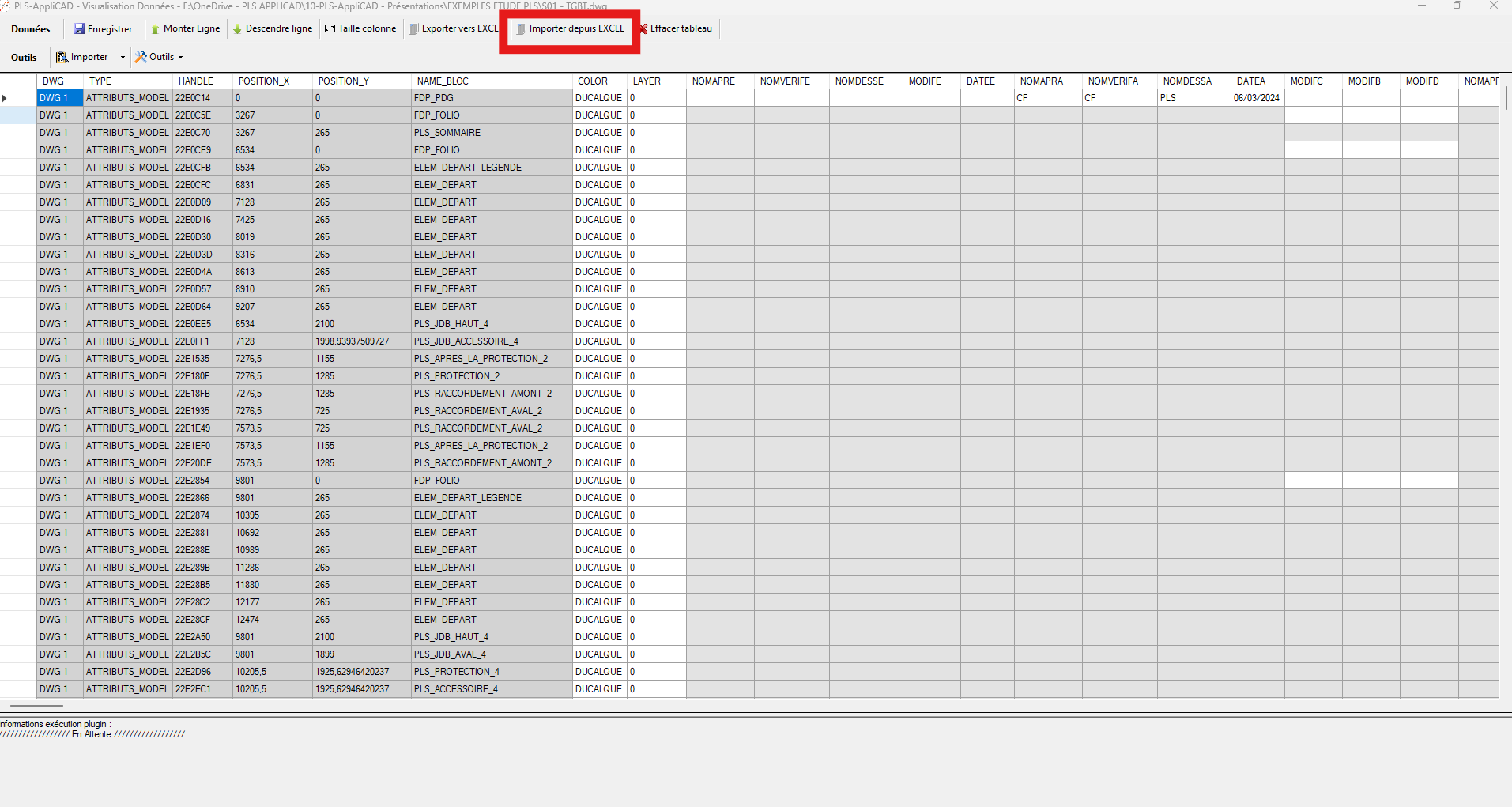 Import des modifications Excel dans le tableau