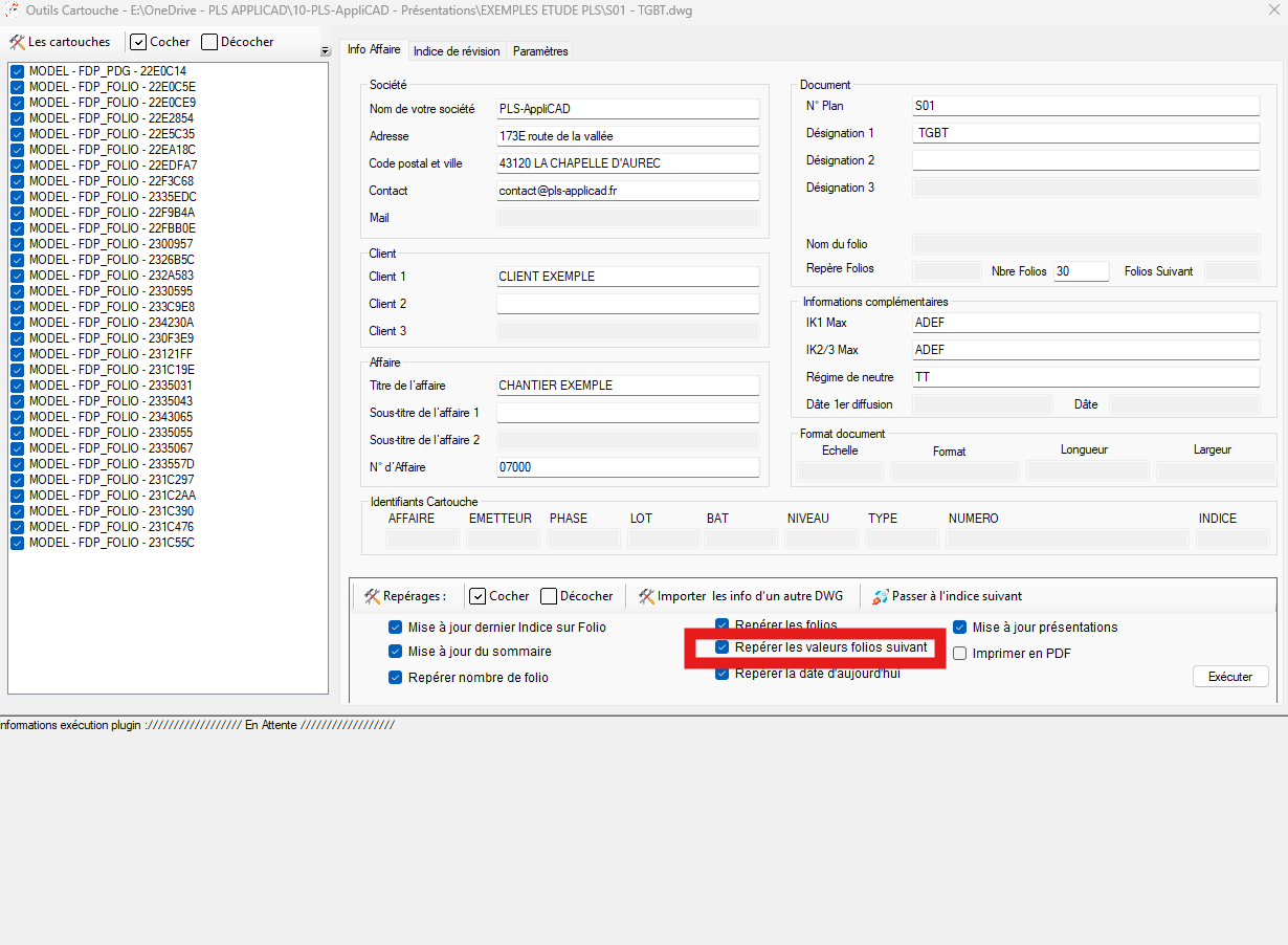 Mise à jour du champ Folio suivant pour chaque folio