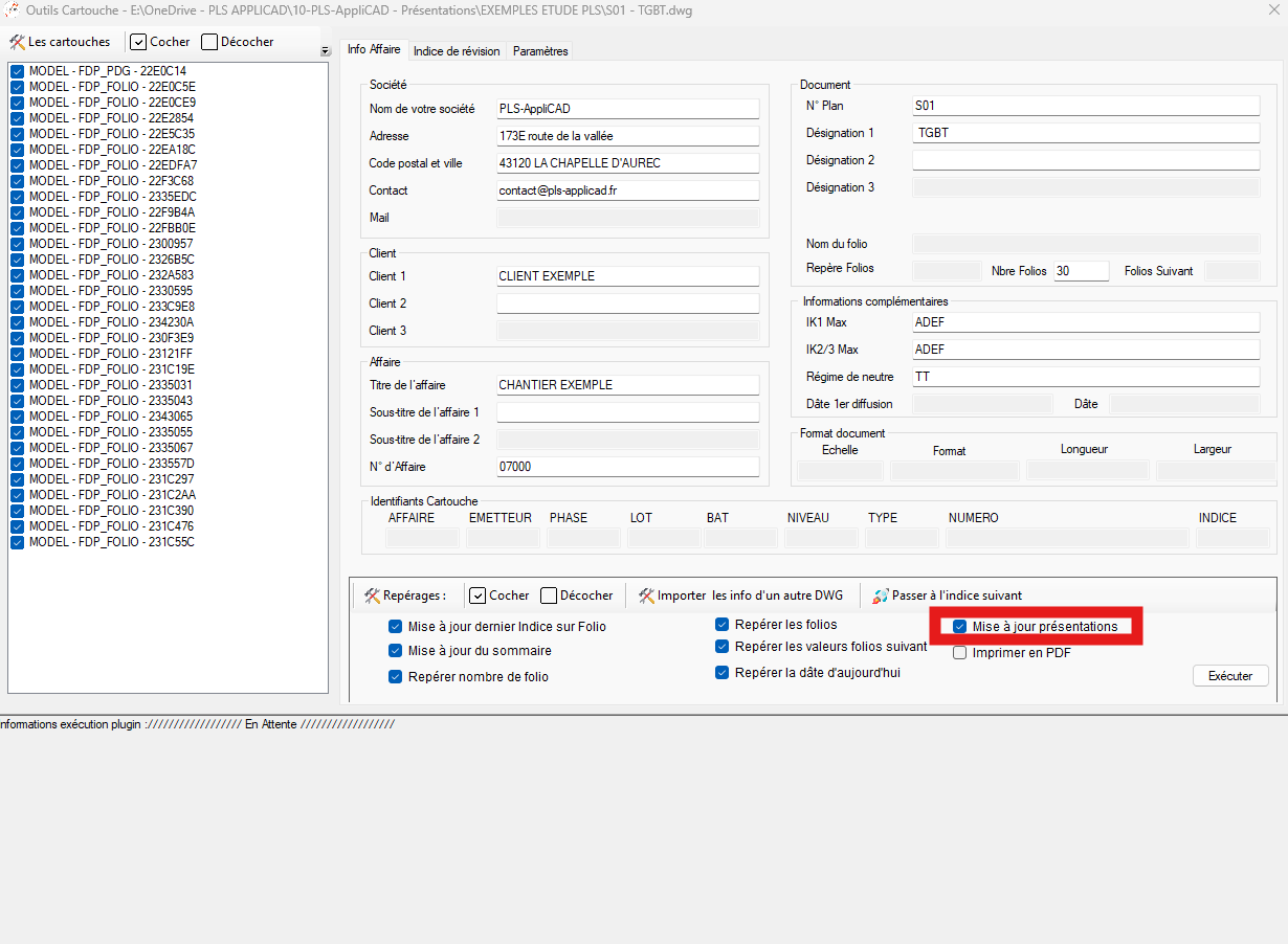 Création automatique des présentations layout à partir de l'espace objet