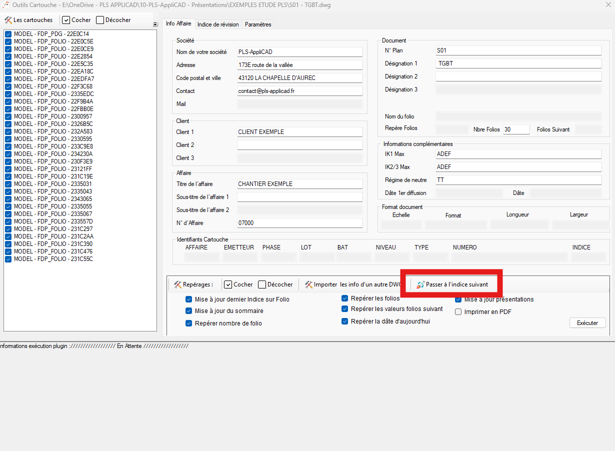 Assistant de changement d'indice des cartouches