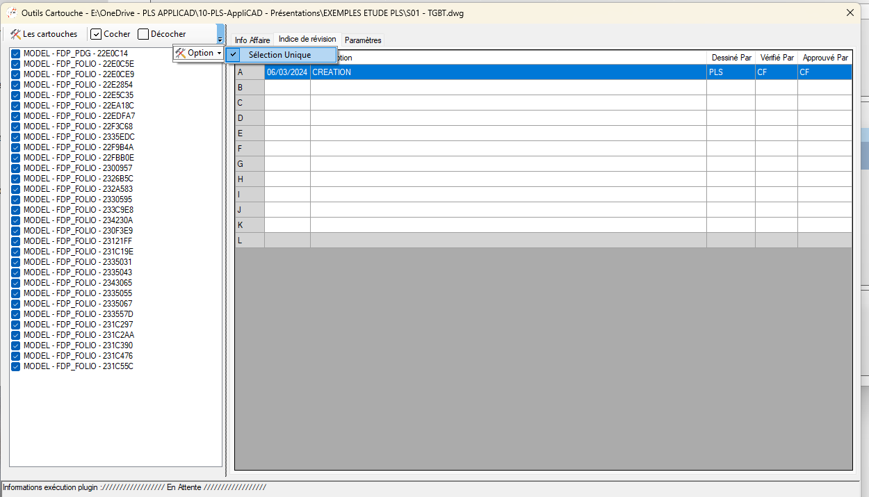 Mode sélection unique : un cartouche à la fois