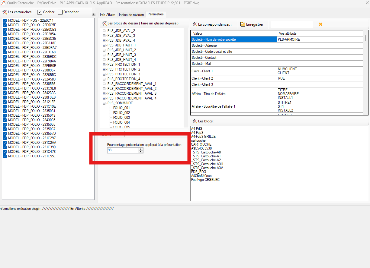 Réglage du pourcentage de présentation pour la création des layouts