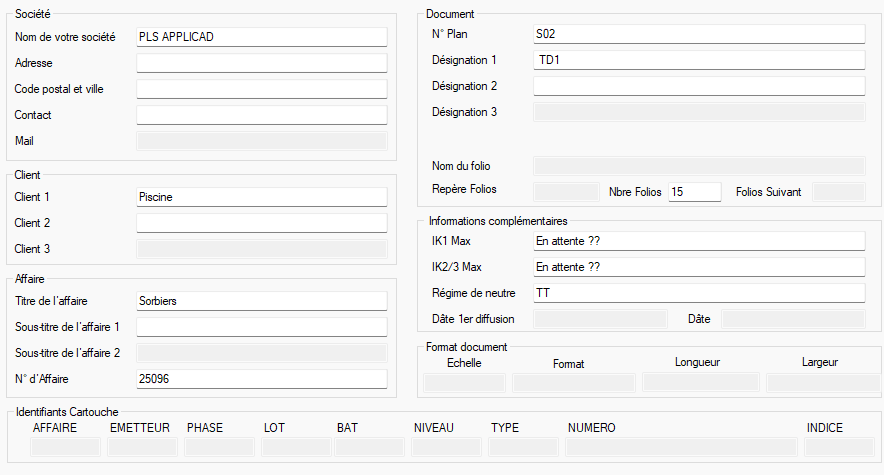 Écriture automatique des champs du formulaire dans les attributs du cartouche