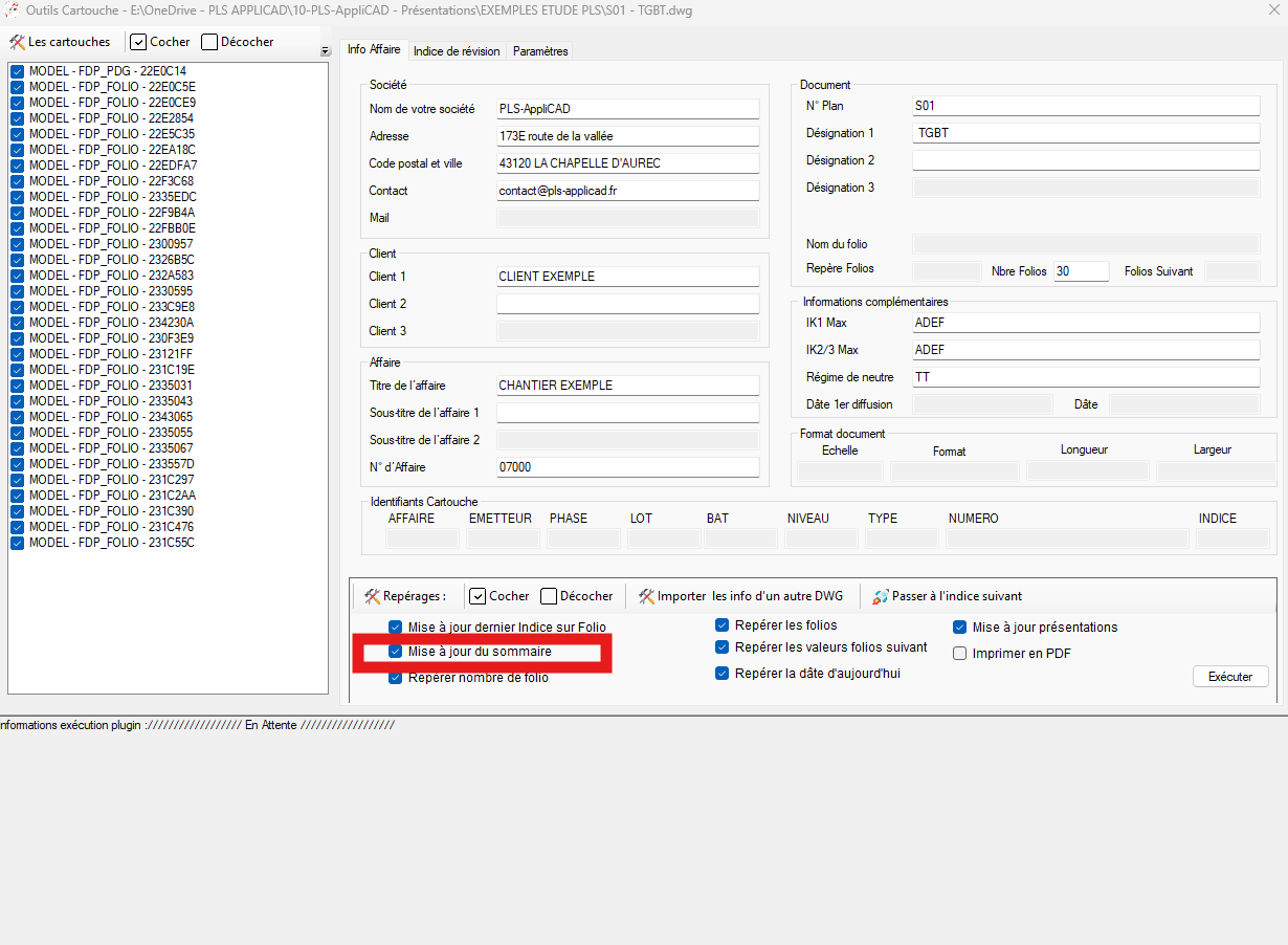 Remplissage automatique du bloc sommaire