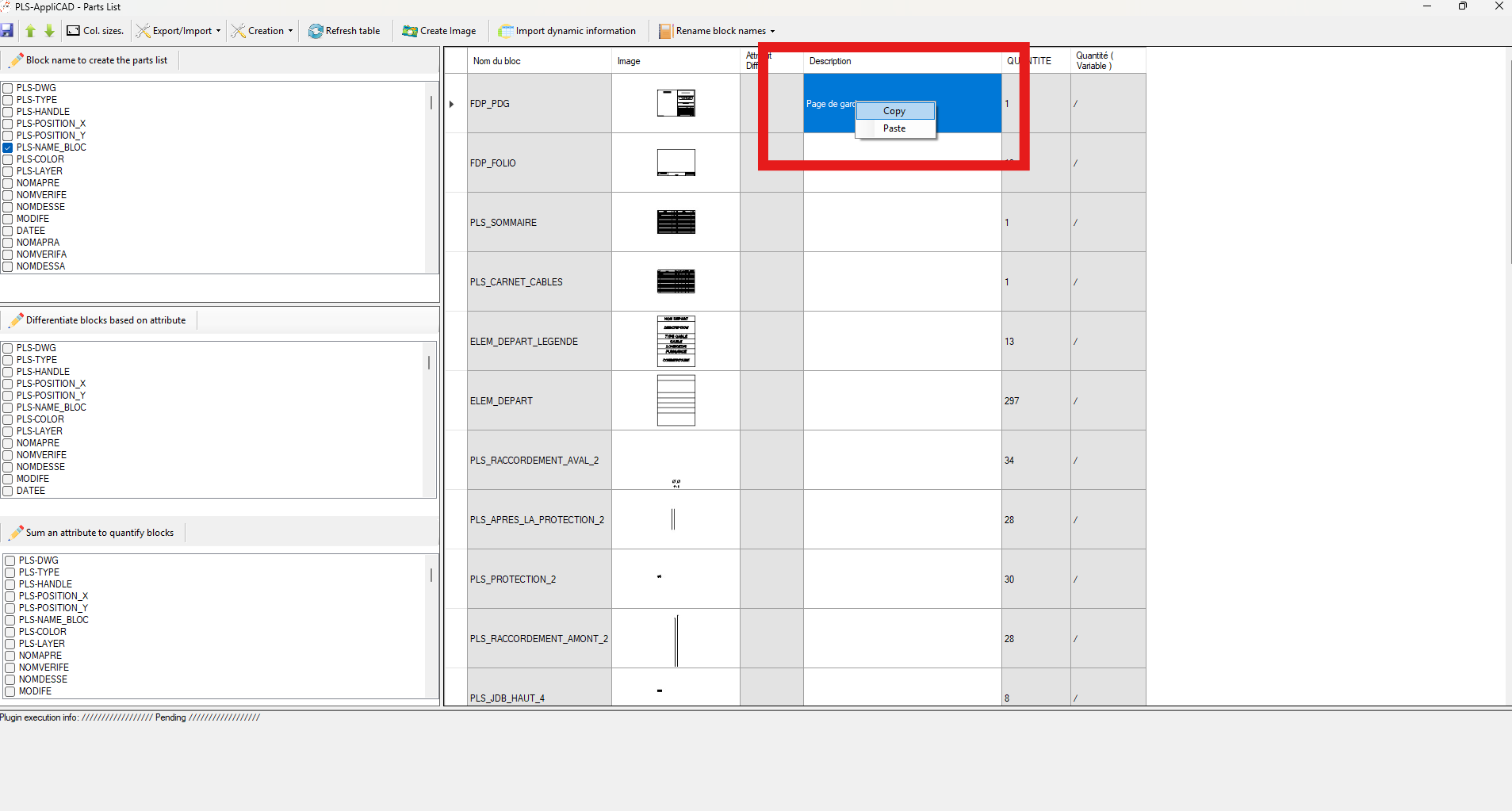 Edition rapide des cellules de la nomenclature avec copier/coller