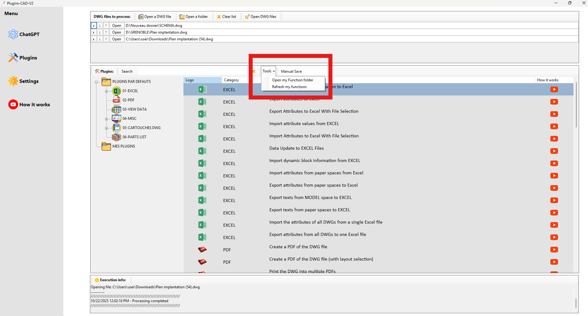 Accès direct au dossier Fonctions (.plsia) et plugins perso