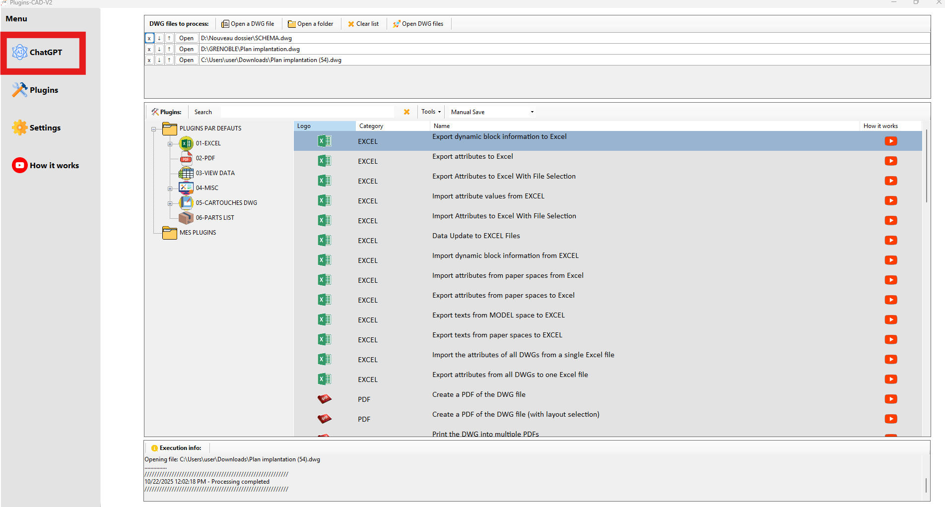 Menu IA pour créer, charger et valider des scripts .plsia