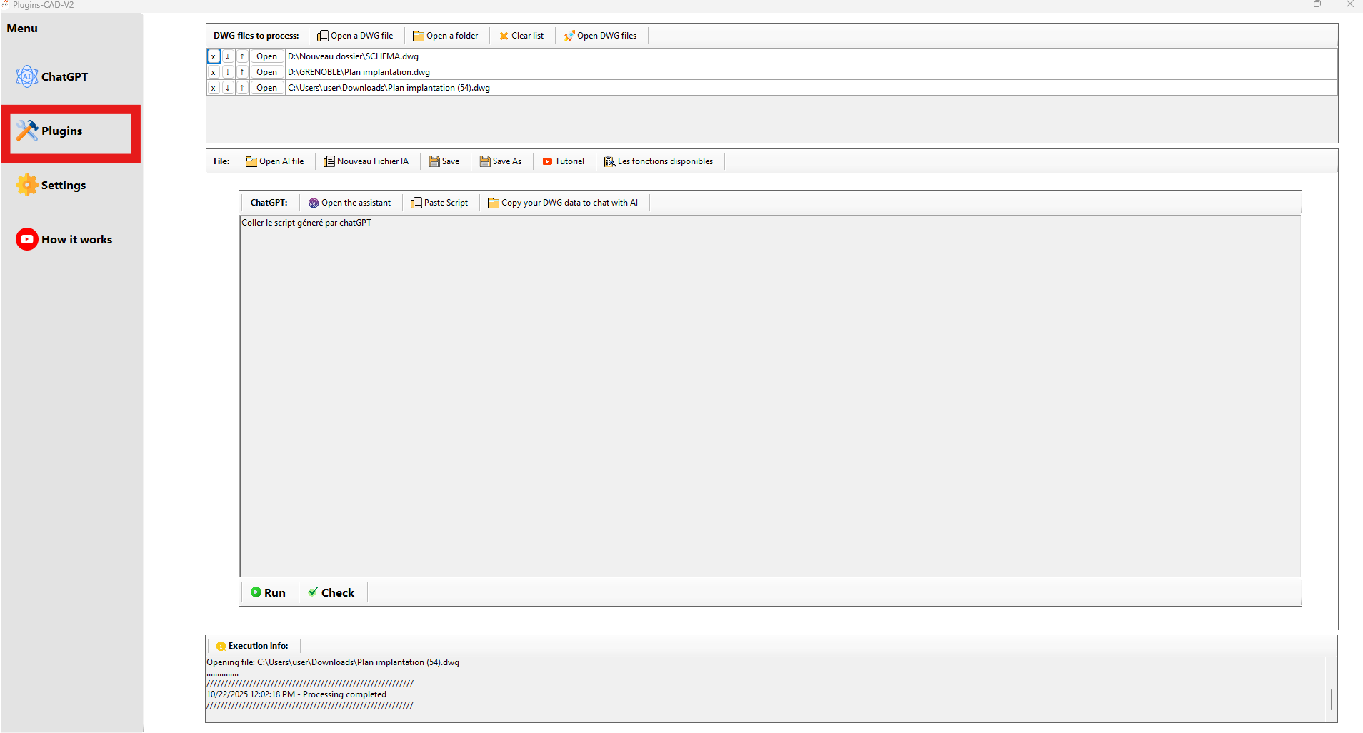 Retour à la fenêtre Les plugins