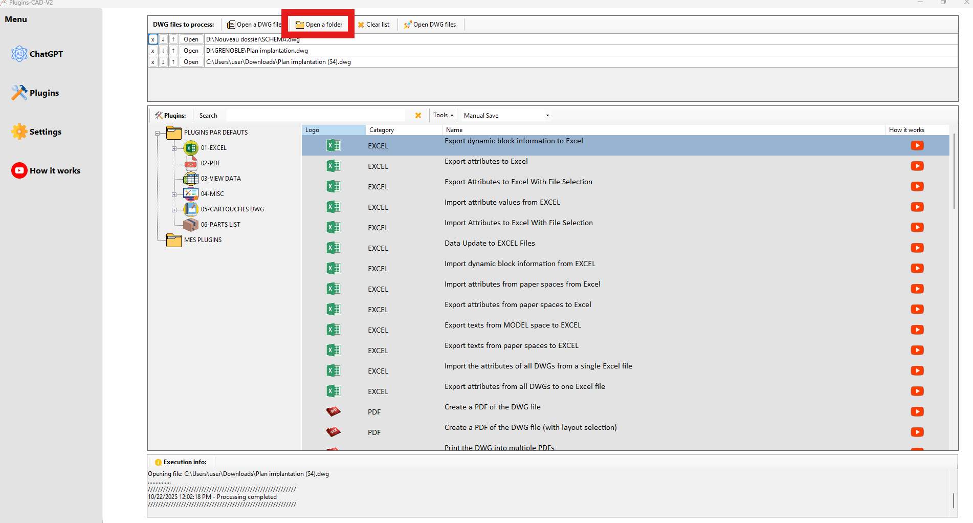 Analyse d'un dossier et sous-dossiers pour récupérer tous les DWG