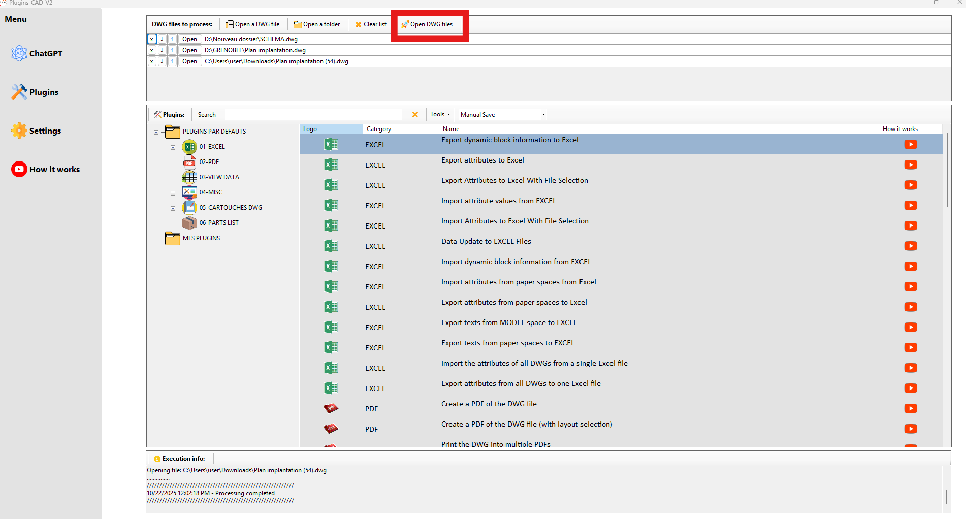 Ouverture en série des DWG dans AutoCAD