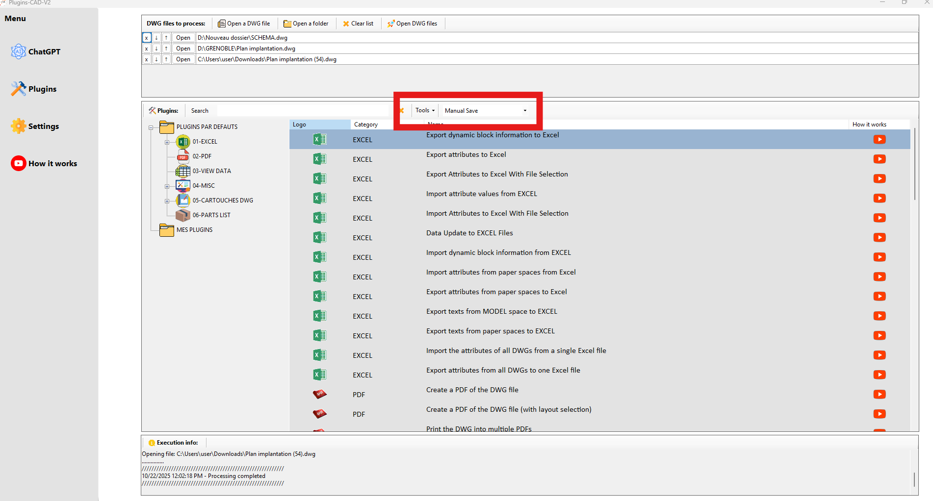 Choix du mode de sauvegarde : manuel ou automatique