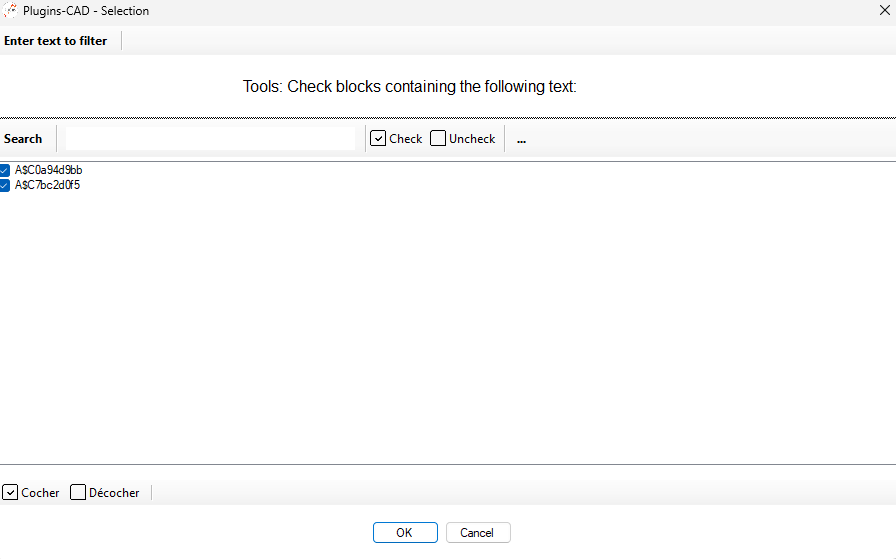 Choix des blocs qui recevront le nouvel attribut