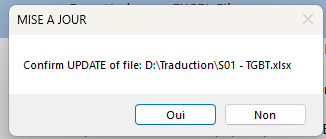 Fenêtre de confirmation avant mise à jour BD_PLS